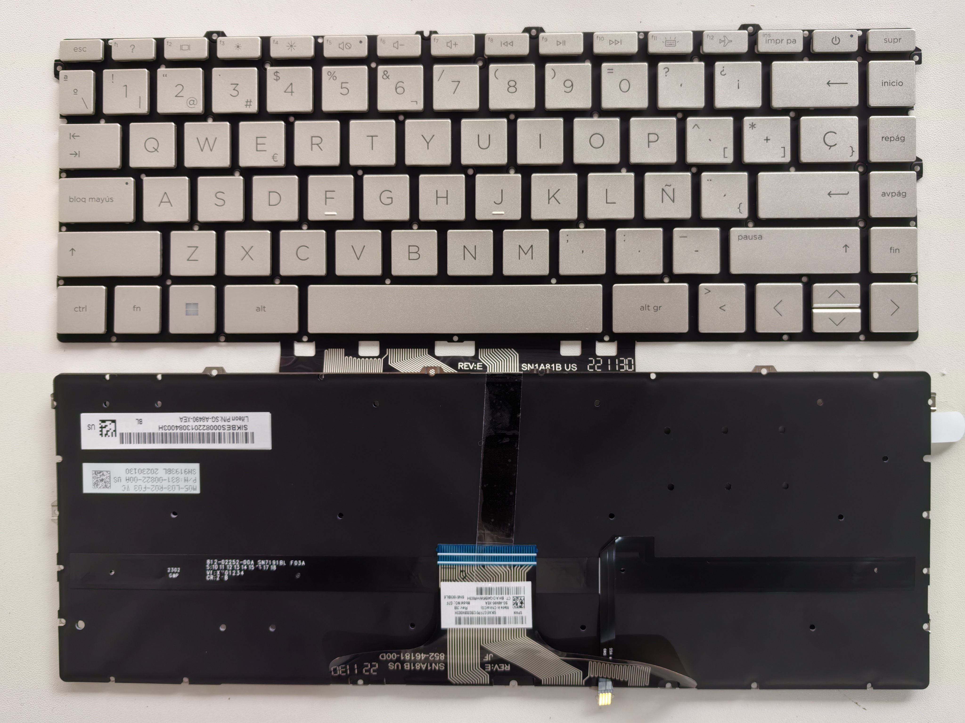 Picture of New Replacement Laptop Keyboard For HP 14-DW/14-DV/TPN-Q244 /TPN-I137 small carriage return Gold Backlit SP Layout